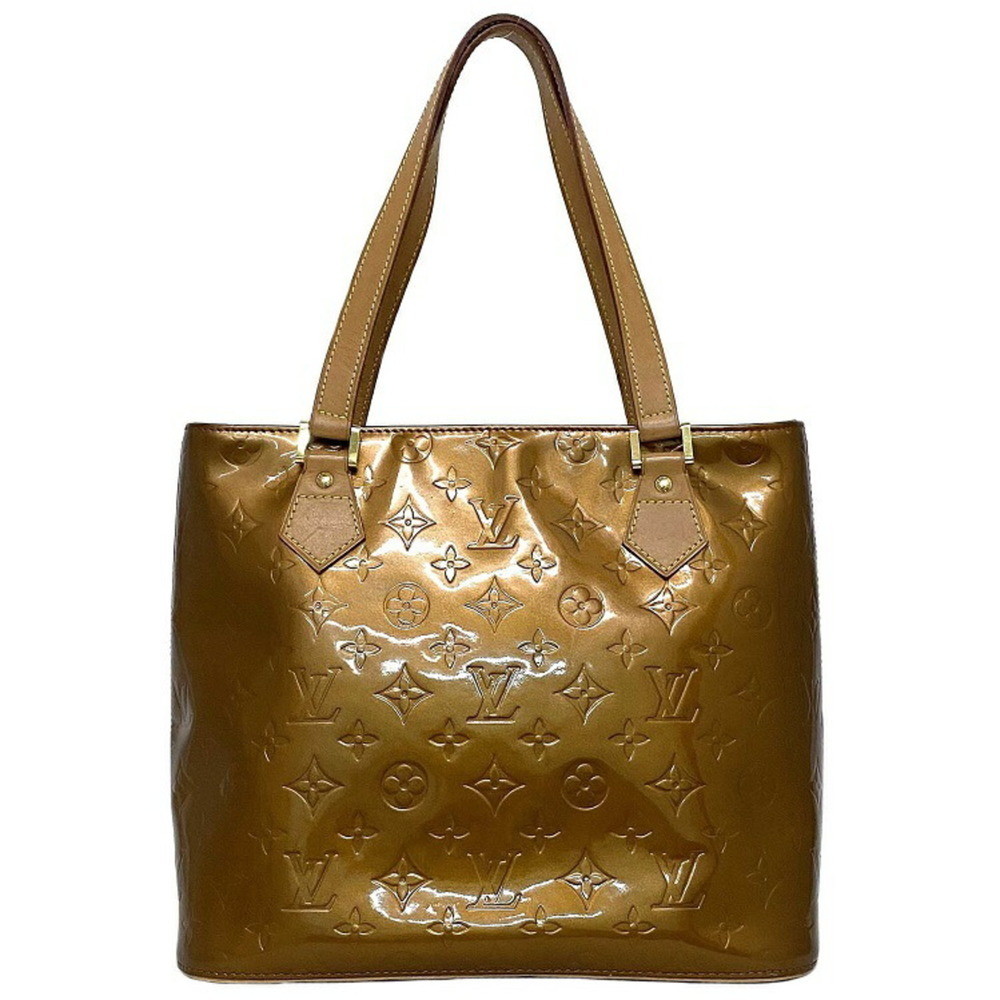 LOUIS VUITTON Handbag Houston Beige Brown Bronze Monogram Verni M91122 Bag Paten - Picture 1 of 10